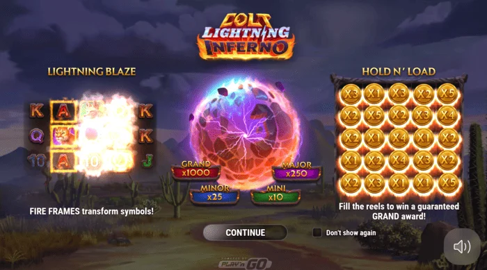 Colt Lightning Inferno galvenais ekrāns